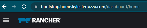 Rancher loaded in Chrome with a valid TLS configuration